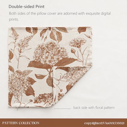 Set of 2 Linen Floral Throw Pillow Covers Vintage Accent Print Decorative Cozy Cushion Covers Farmhouse Boho Home Decor for Sofa Chair Couch Bedroom Living Room (2 Count)