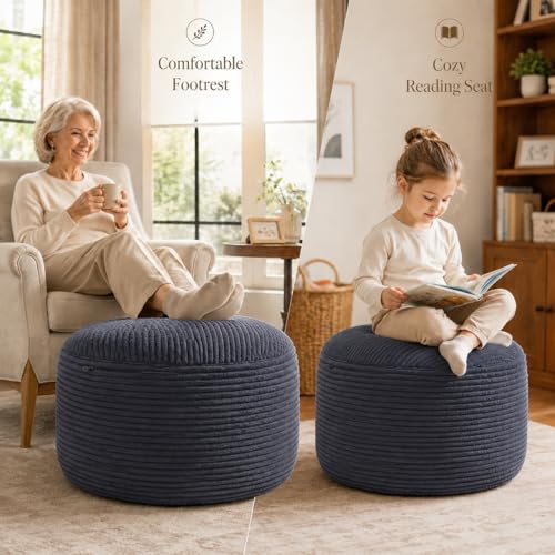 Round Stuffed Pouf Ottoman