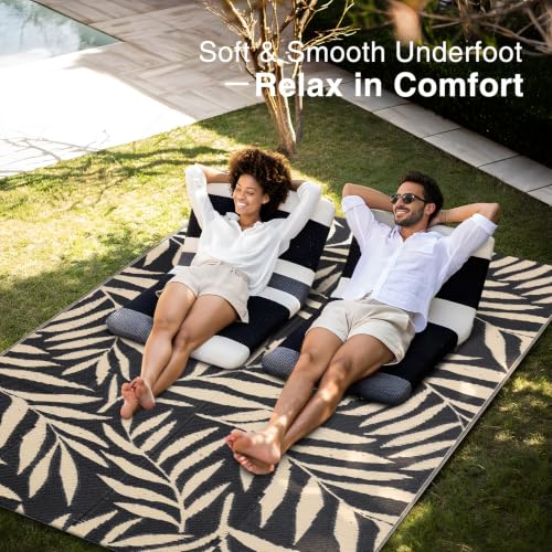 Outdoor Rug 5x8 ft Waterproof Reversible Leaf Mat