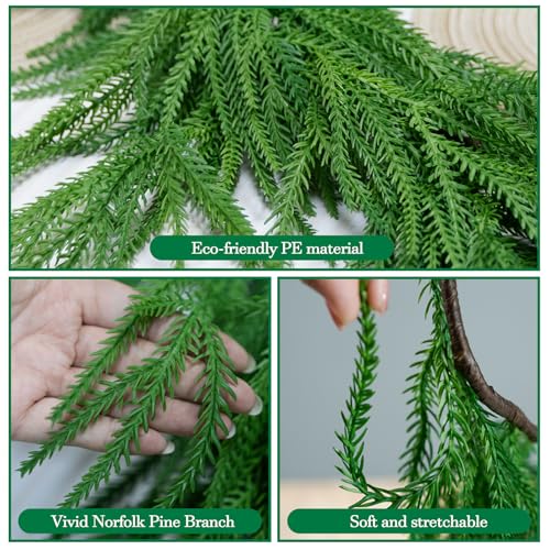 2Pcs 6FT Artificial Norfolk Pine Garlands (12 Foot)