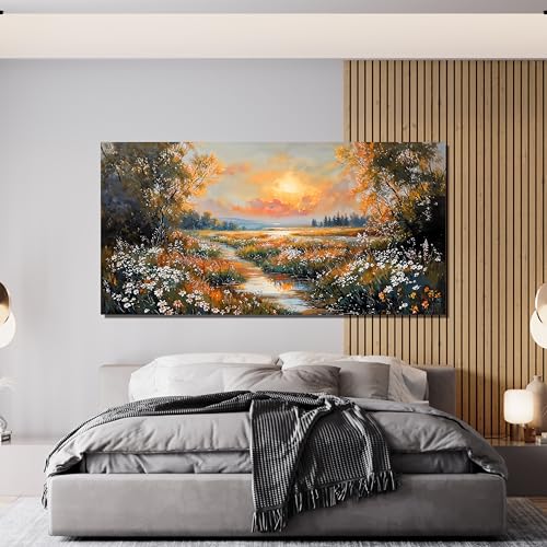 Vintage Wildflower Wall Art Prints for Living Room Nature Wall Art 24"x48"