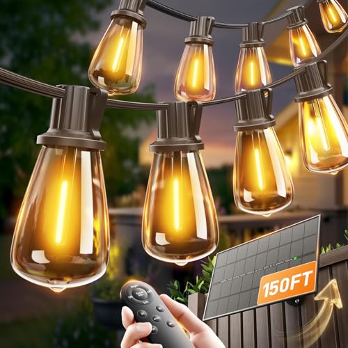 150FT(144+6) Solar String Lights Outdoor with Remote, Long-Lasting (144 Foot)
