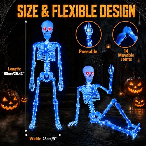 Halloween Decorations Outdoor Skeletons Set (Blue)
