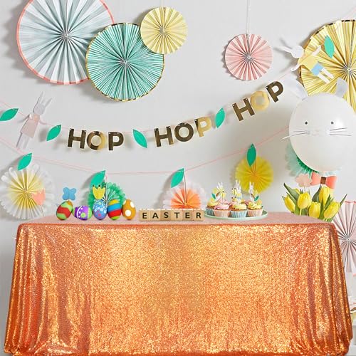 Sequin Tablecloth 60x102 Inch Orange Halloween Thanksgiving Party