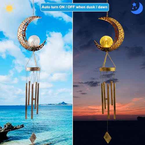 Moon Wind Chimes Solar Outdoor