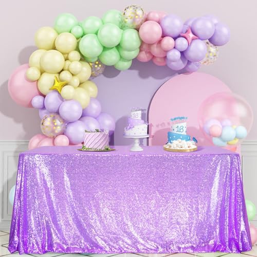 Sequin Tablecloth 60x102 Inch Lavender for Wedding Party