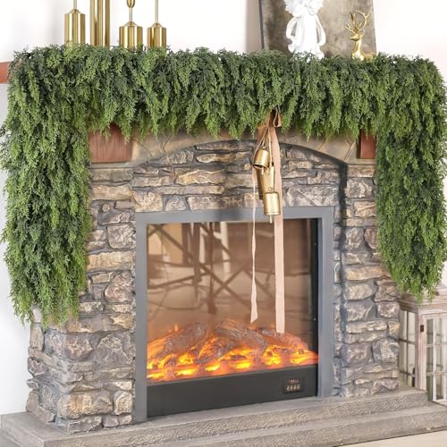 Lifelike Touch Artificial Christmas Cedar Garland for Mantle (2 Count)