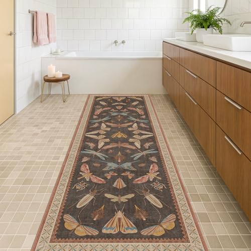 Vintage Insect Moth Runner Rug 3x12 (36 Sq Ft)