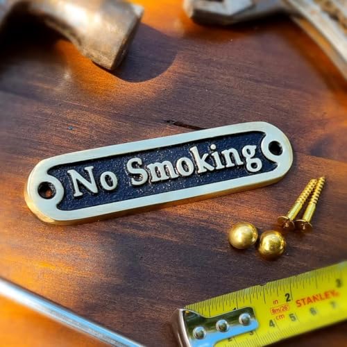 No Smoking Brass Door Sign. Traditional Style Home Décor Wall Plaque Handmade By The Metal Foundry UK