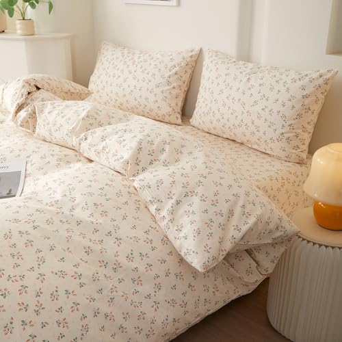 Full Size Comforter Set Chic Botanical Floral Strawberry Bedding Set