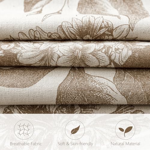 Set of 2 Linen Floral Throw Pillow Covers Neutral Vintage Print Decorative Cushion Covers Farmhouse Boho Home Decor for Sofa Chair Couch Bedroom Living Room (2 Count)