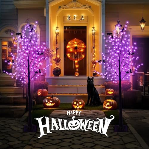 Halloween Lighted Tree with 260 LED Lights (purple(diy))