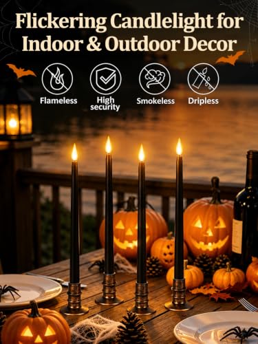24 Pcs Halloween Black LED Flameless Candles with Remote (24 Count)