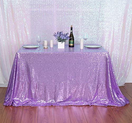 Sequin Tablecloth 60x102 Inch Lavender for Wedding Party