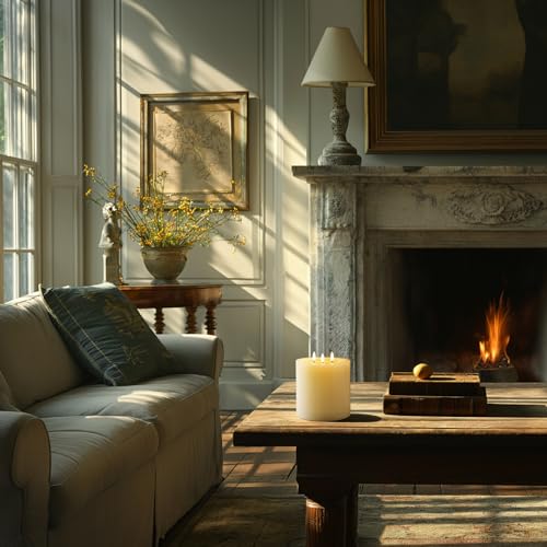 3 Wick Extra Large Flameless Pillar Candles with Timer Remote
