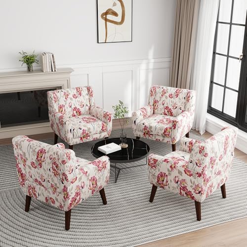 Floral Accent Chairs Set of 4 (4 Count)