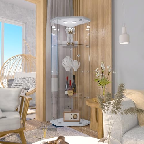 Corner Glass Display Cabinet with LED 4