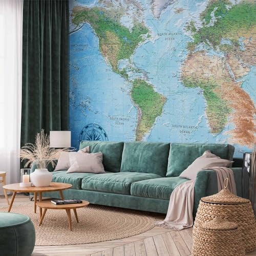 Wall Mural World Map 116x83 in (66.41 Sq Ft)