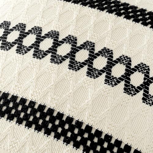 Set of 2 Black Boho Decorative Lumbar Pillow Covers 12x20 Inch (2 Count)