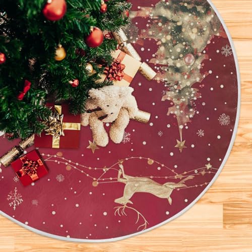 48 Inch Christmas Tree Skirt With Reindeer