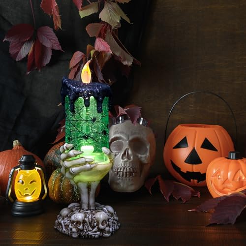 Spider Snow Globe Flameless Candle Battery Operated with Timer