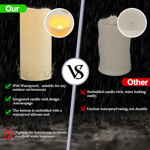 3" x 7" Outdoor Flameless Candles with Remote and Timer
