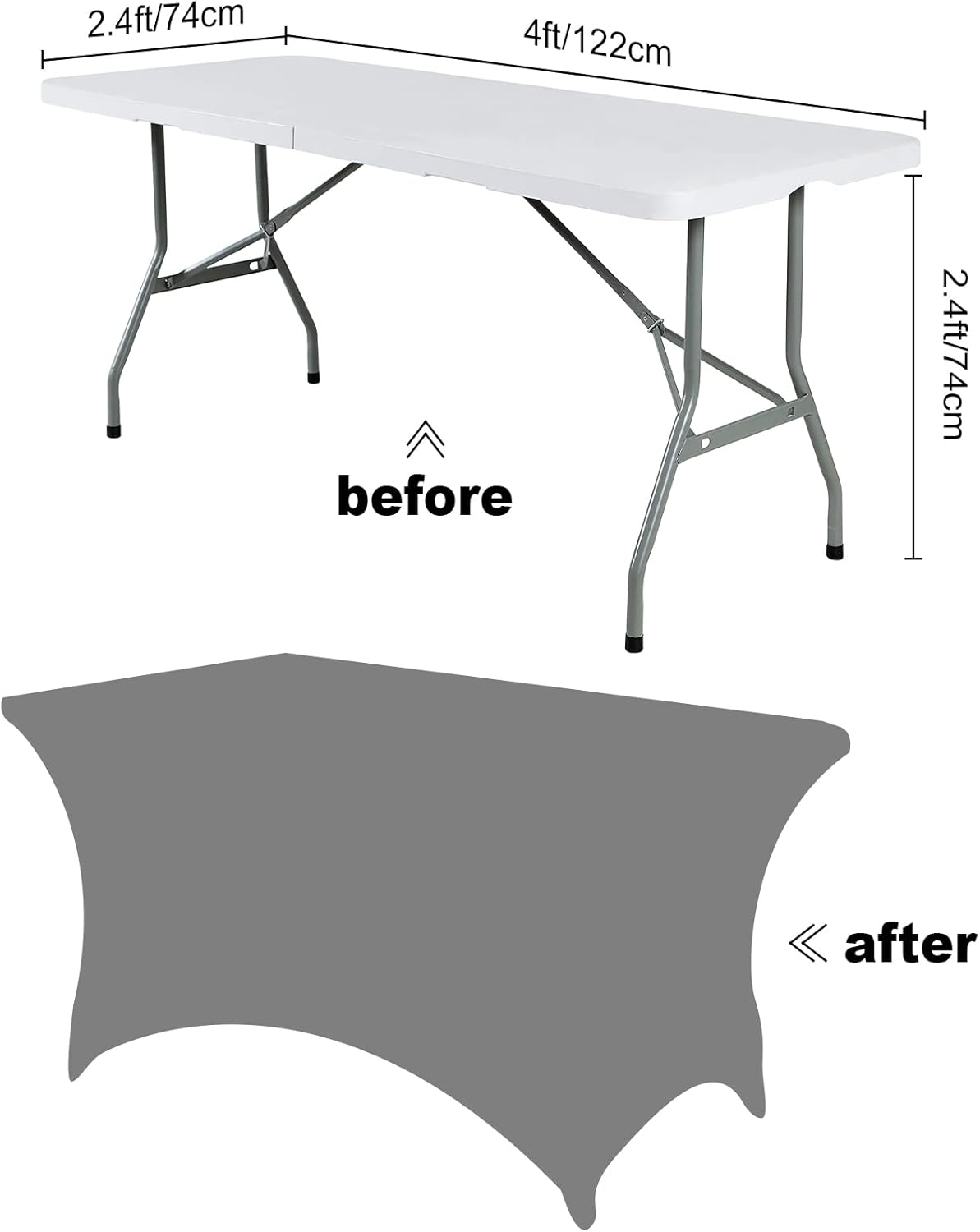 SuperO Waterproof Spandex Table Cover for 4FT Table Universal Fitted Stretch Tablecloth for Party, Banquet, Wedding and Events-Emerald