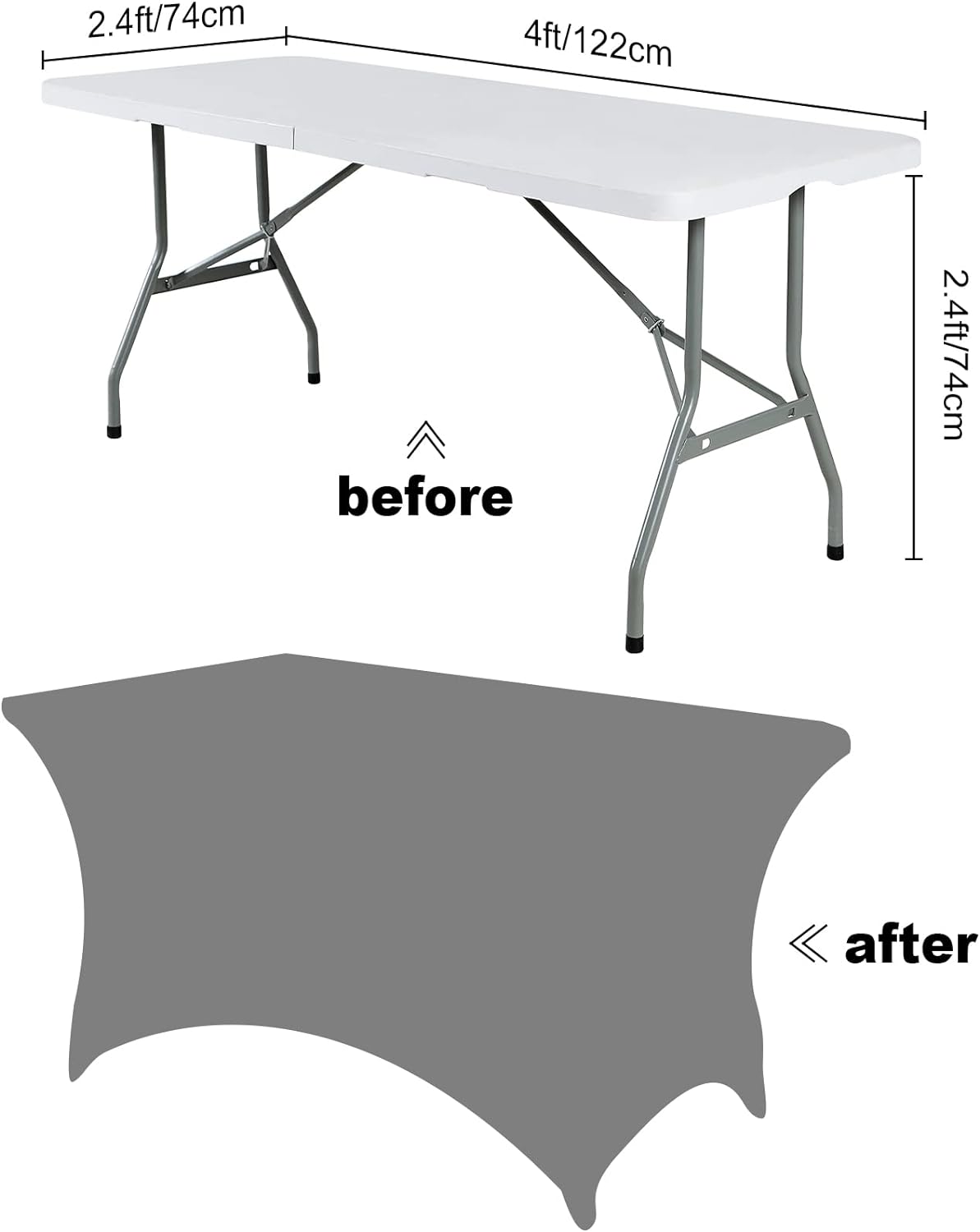 SuperO 2Pack Waterproof Spandex Table Cover for 4FT Table Universal Fitted Stretch Tablecloth for Party, Banquet, Wedding and Events-Navy