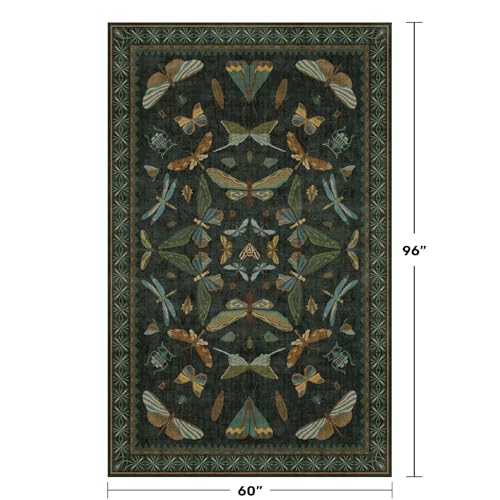 Black and Green Rug 5x8 for Living Room (40 Sq Ft)