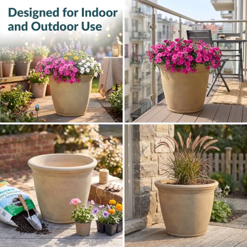 Sunnydaze Anjelica 15.25'' Large Plastic Planter Pot for Plants (2 Count)