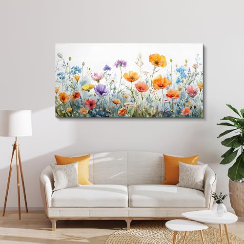 Vintage Wildflower Canvas Prints Painting Large Wall Decor For Living Room Wall Art For Bedroom Office Decoration Flowers Pictures Artworks Ready To Hang Modern Aesthetic Framed Home Decor