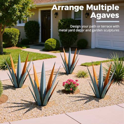 24” Metal Agave Plant Outdoor Decor