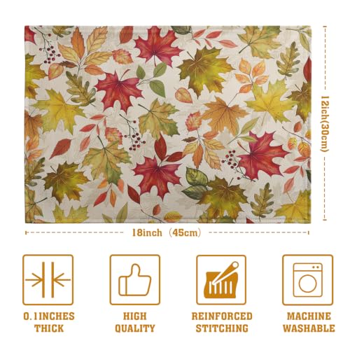 Fall Maple Leaves Placemats Set of 4 12x18 Inch Thanksgiving Autumn Colorful Leaf Dining Table Mats Rustic Seasonal Farmhouse Place Mats for Kitchen Party Home Decoration (4 Count)