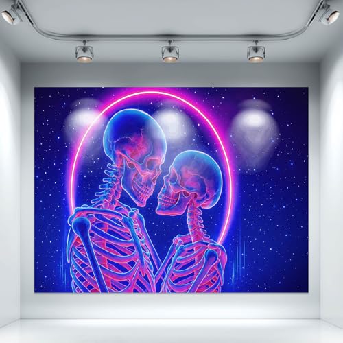 Halloween Tapestry Skull Wall Art 78x59 Inch Uv Reactive Tapestry