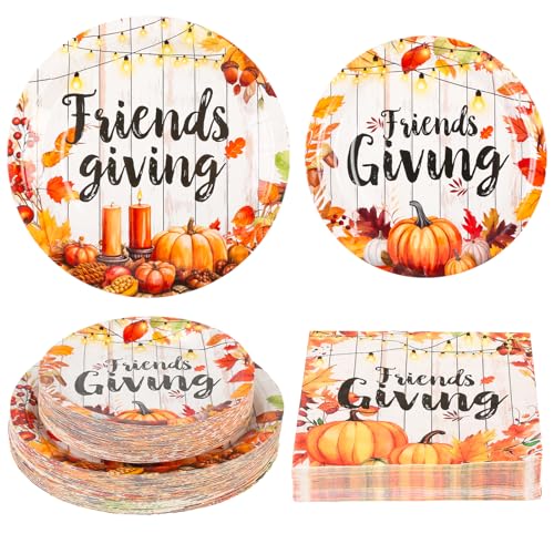 150Pcs Friendsgiving Plates Napkins Fall Paper Plates Napkin Party Supplies (150 Count)