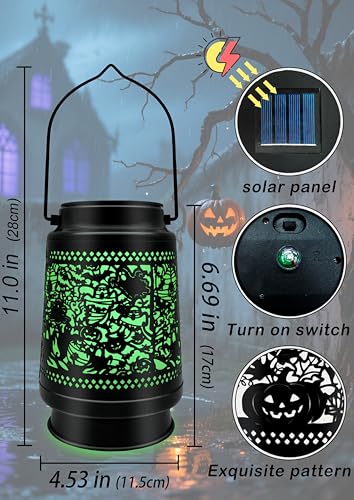 Halloween Decor Outdoor Solar Lanterns Waterproof Halloween Decorations Scary Ghost with Pumpkin Spooky Lights for Garden