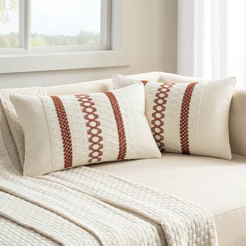 Set of 2 Fall Rust Decorative Lumbar Pillow Covers 12x20 (2 Count)