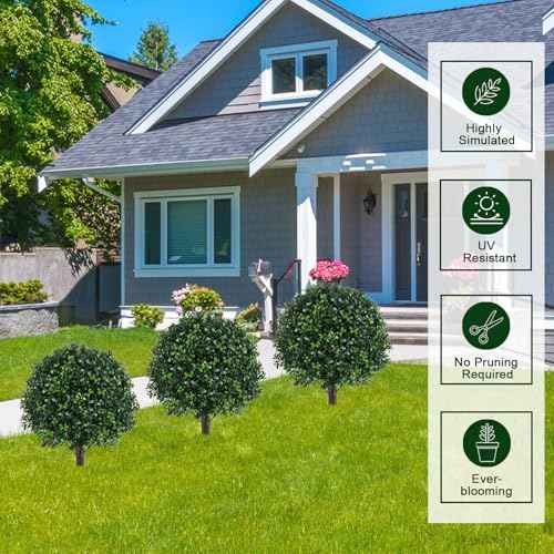 2 Pack UV Resistant Artificial Boxwood Plants Outdoor Topiary (2 Count)