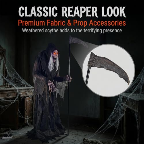 6FT Animated Grim Reaper Halloween Decoration (6ft Grim Reper)