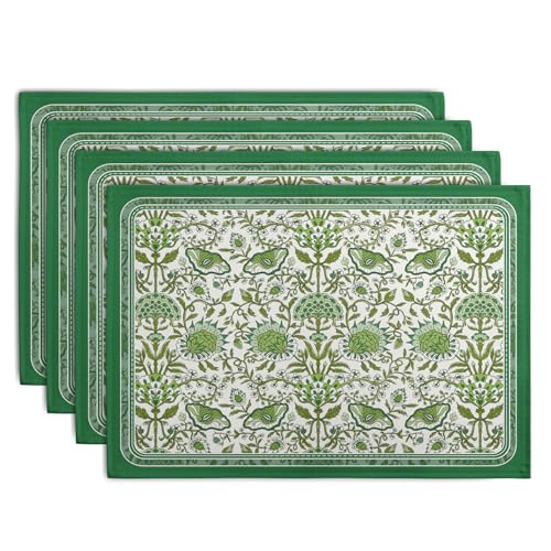 Green Floral Boho Placemats Set of 4