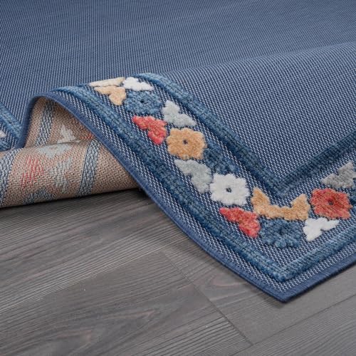 Outdoor Rug 10x14 Modern Bordered Large Area Rugs for Indoor and Outdoor Patio Easy to Clean Non Shedding Living Room Porch Garden Washable Outside Carpet
