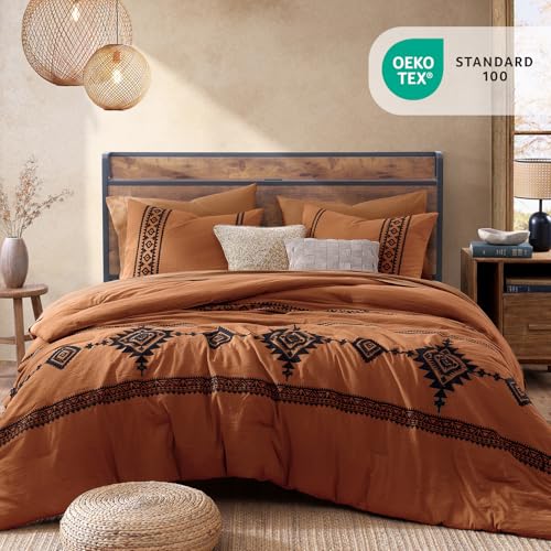 Embroidery Super King Comforter Set 7 Pieces Western Bed in a Bag