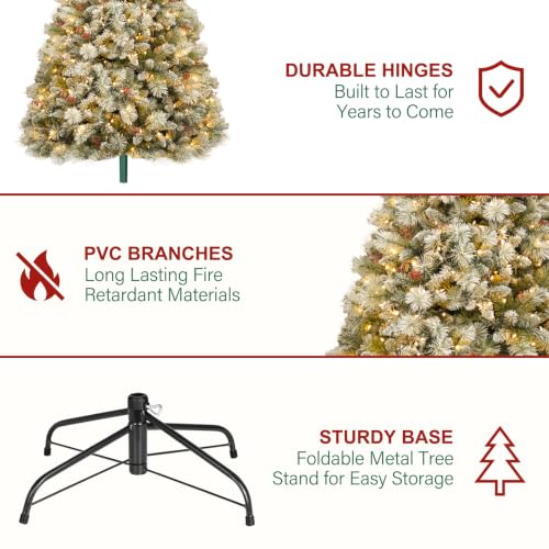 6 ft Prelit Snow Flocked Christmas Tree with 250 Warm White LED Lights