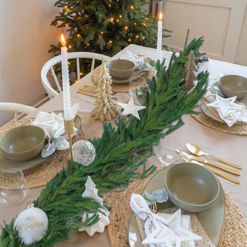 4 Pcs 6 Ft Artificial Norfolk Pine Garlands (24 Foot)
