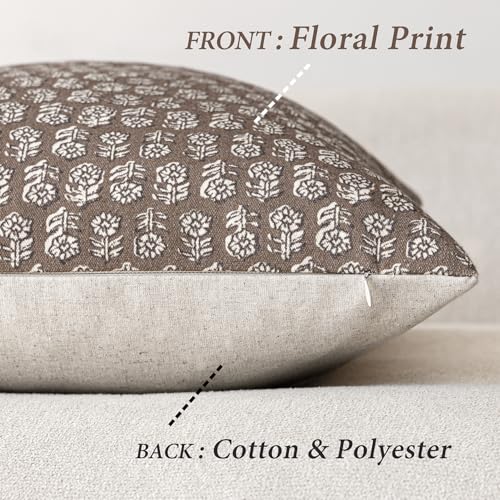 Decorative Floral Print Throw Pillow Covers 24×24 Inch (2 Count)