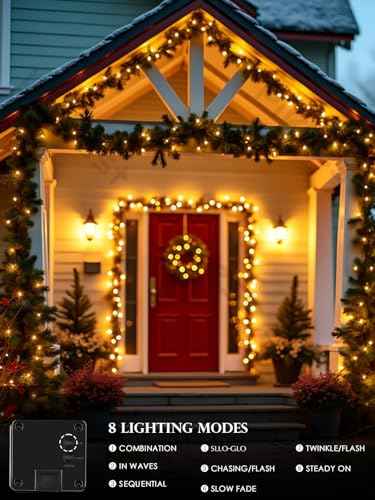 Solar Christmas Lights Outdoor 4 Pack 132FT 400LED String Lights Warm White (4 Count)