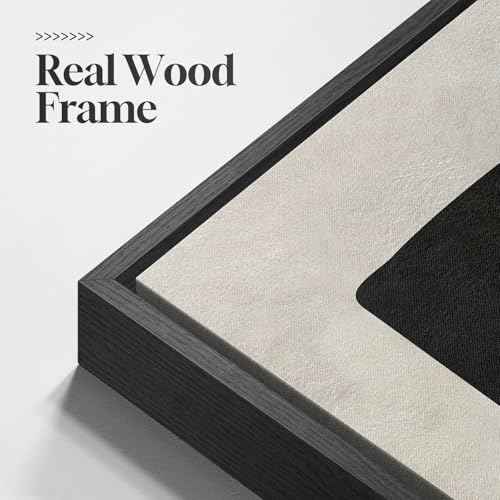 Framed Modern Black White Beige Abstract Wall Art