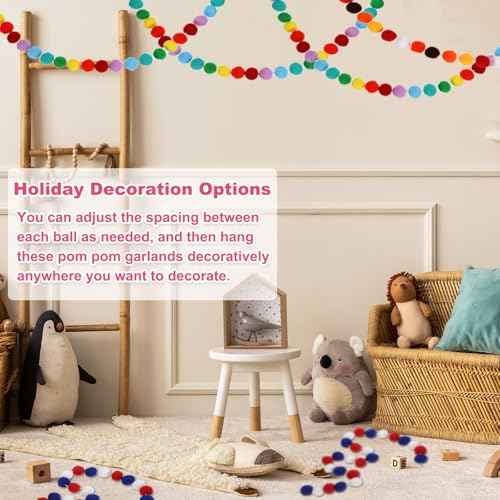 13Ft Pom Pom Garland Decorations
