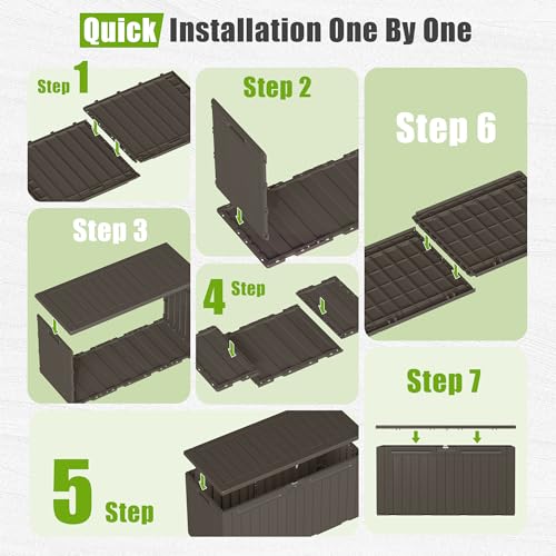 Resin Deck Box 100 Gallon Large Outdoor Storage Box Waterproof