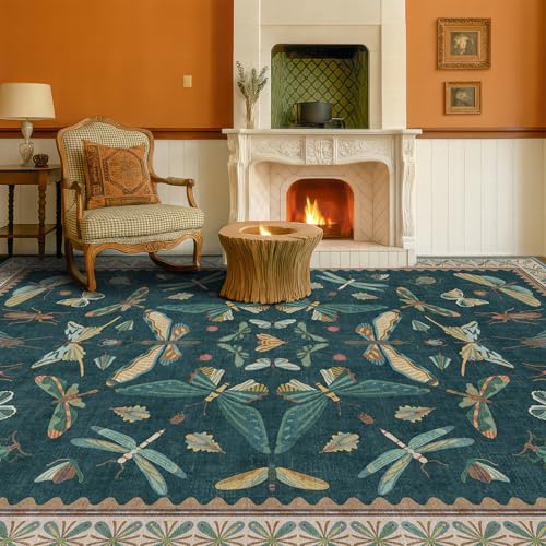 Oriental Blue and Green Area Rugs for Living Room 6x9 (54 Sq Ft)